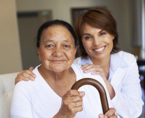 Senior woman and her caregiver