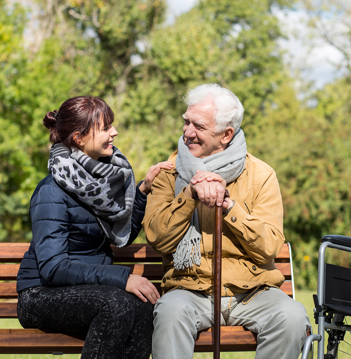 Elder man and carer Brookline home care service