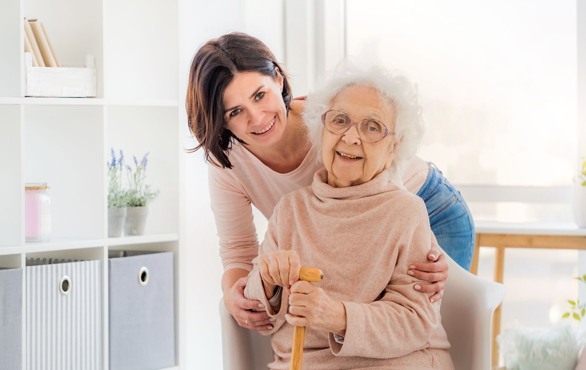 Elderly woman embraced by daughter - Cahoon Care Associates Guardian